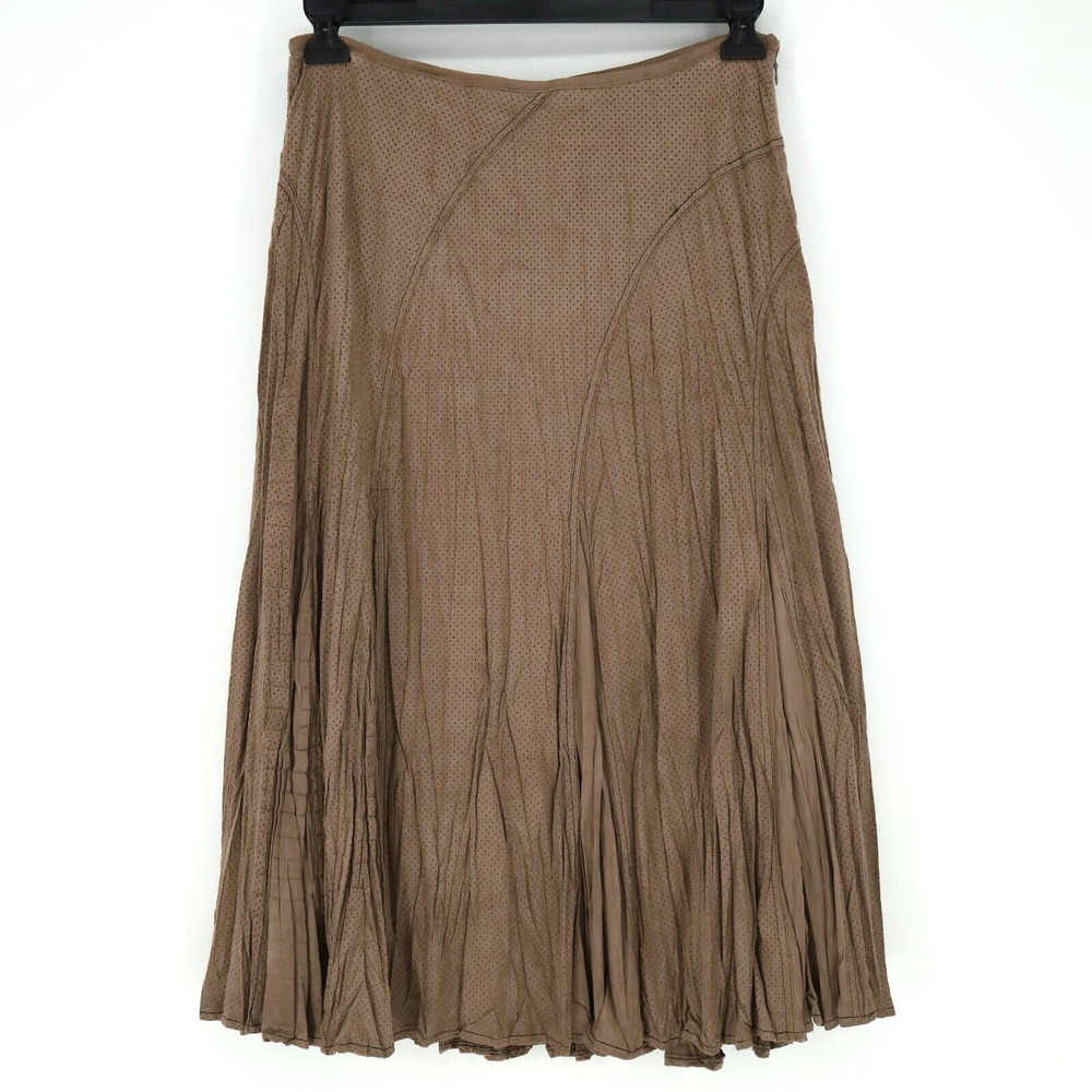 Passion Concept Skirt Womens Medium Beige Brown Broomstick Crinkle Boho Preppy